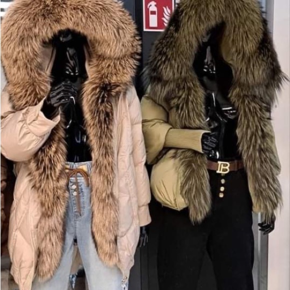 Women's Warm Loose Hooded Down Jacket Fur Collar Thickened Luxury Jacket Winter - Picture 4 of 9